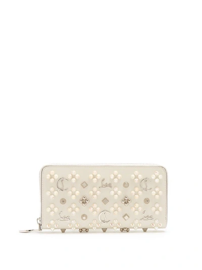 Christian Louboutin Panettone Embellished Zip-around Leather Wallet In Cream Multi
