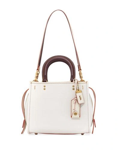 Coach Rogue 25 Two-tone Leather Shoulder Bag, White