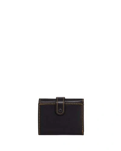 Coach Trifold Leather Snap Wallet In Black