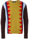 Dsquared2 Crew Neck Wool Blend Sweater In Beige,red,blue