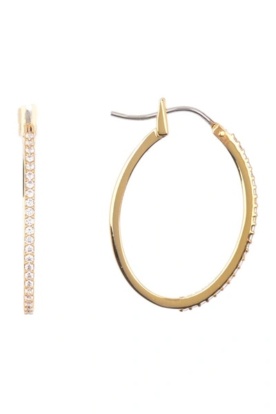 Nordstrom Rack Oval Pave Hoop Earrings In Clear- Gold