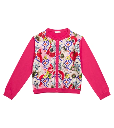 Dolce & Gabbana Kids' Printed Silk And Cotton Cardigan In Pink