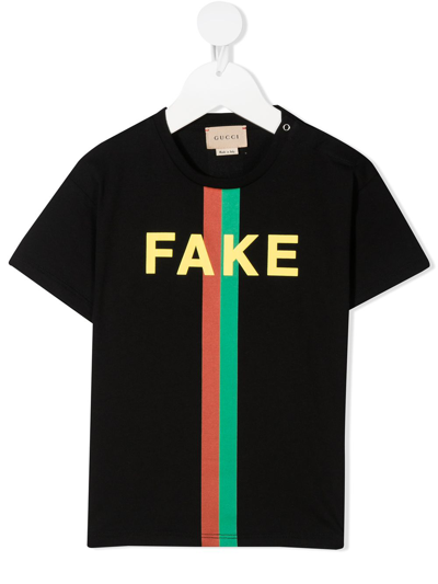 Gucci Babies' Fake/not 印花t恤 In Black