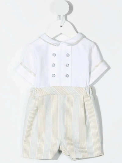 La Stupenderia Babies' Filippo Double-breasted Romper In 白色