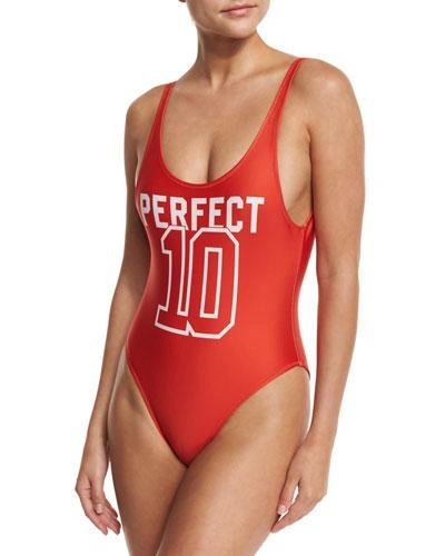 Chrldr Perfect 10 One-piece Swimsuit In Red