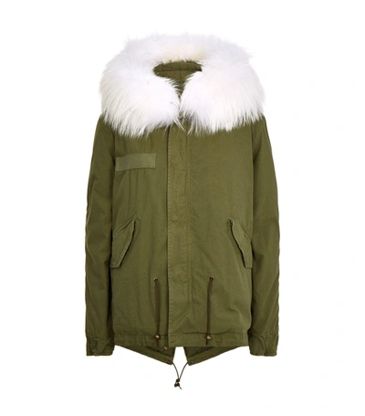 Mr & Mrs Italy Fur Trim Short Parka In Green