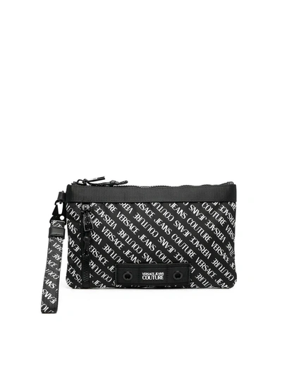 Versace Monogram Printed Clutch Bag In Black