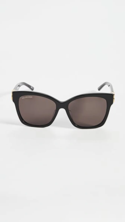 Balenciaga Dynasty Vintage Square Sunglasses In Shiny Black