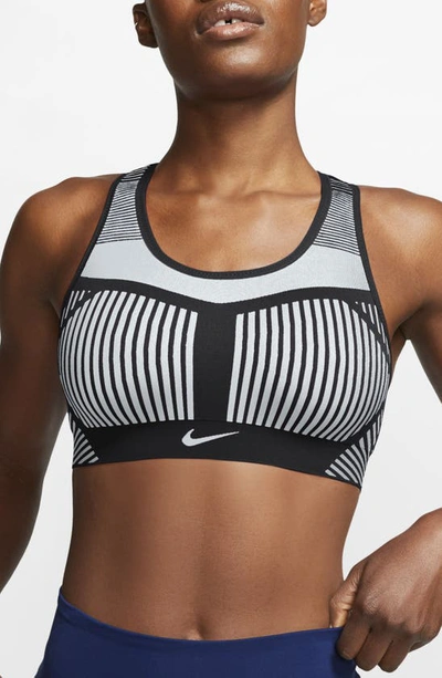 Nike Fe/nom Flyknit Racerback Sports Bra In Black/white