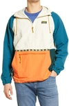 L.l.bean Mountain Classic Water Resistant Half Zip Jacket In Natural/ Bold Orange