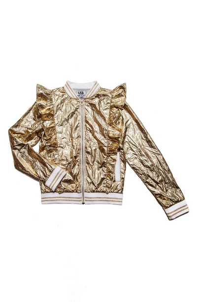 Mia New York Kids' Metallic Ruffle Jacket In Gold