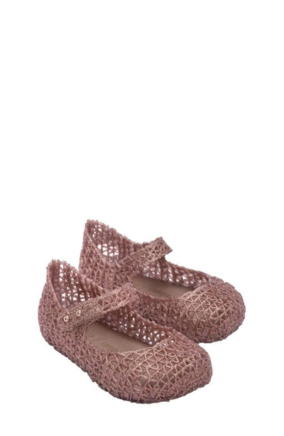 Mini Melissa Kids' Girl's Campana Papel Glitter Cutout Mary Jane Shoes, Baby/toddlers In Light Pink