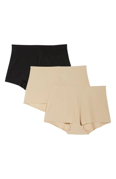 Tc Matte Micro 3-pack Boyshorts In Nude/ Black