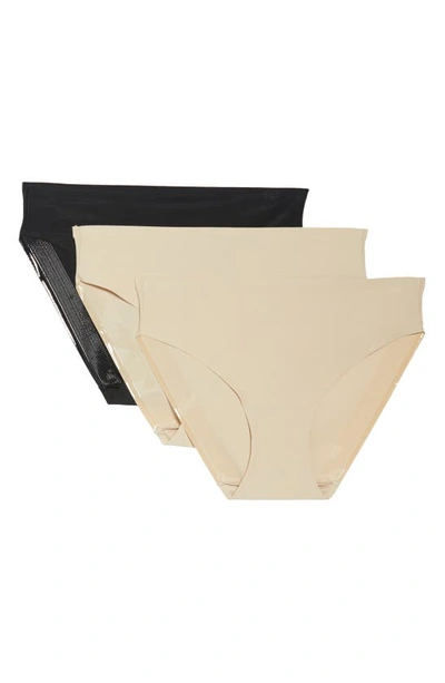 Tc 3-pack Matte Micro Hipster Panties In Nude/ Black