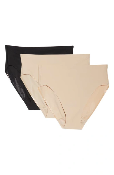 Tc 3-pack Matte Micro High Cut Panties In Nude/ Black