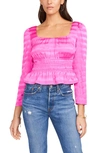 1.state Puff Sleeve Shirred Waist Top In Bright Mulberry