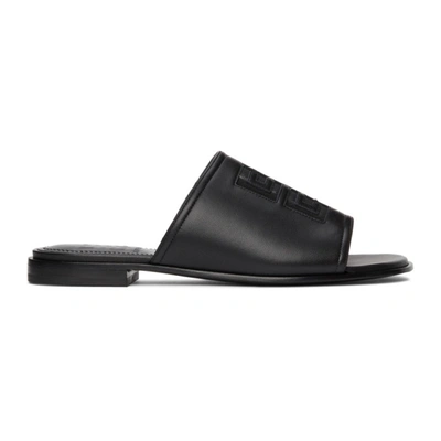 Givenchy 4g Slide Sandals In Black Leather With Logo