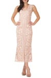 Js Collections Beaded V-neck Midi Dress In Blush