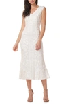 Js Collections Beaded V-neck Midi Dress In White