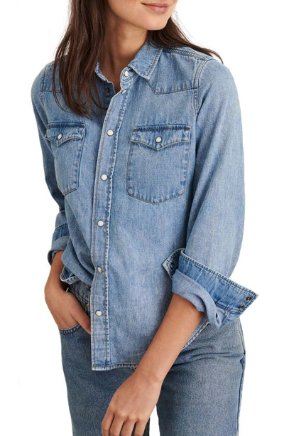 Alex Mill Western Vintage Wash Denim Shirt In Blue