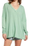 Free People On My Mind V-neck Shirt In Cool Moss