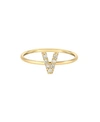 Zoe Lev 14k Yellow Gold Initial Diamond Ring In V/gold
