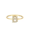 Zoe Lev Diamond Initial 14k Yellow Gold Ring In Gold-b