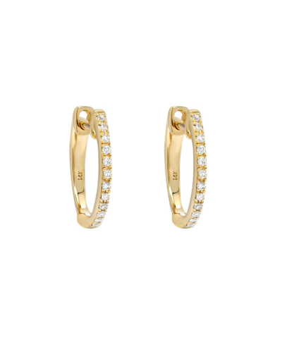 Zoe Lev 14k Yellow Gold Diamond Huggie Hoop Earrings In White/gold