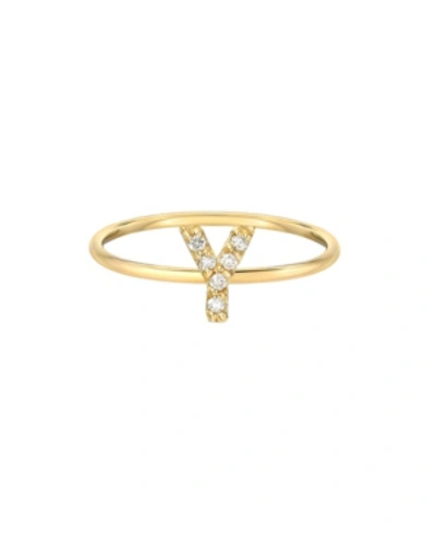 Zoe Lev Diamond Initial 14k Yellow Gold Ring In Y/gold