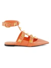 Valentino Garavani Roman Stud Ankle-cuff Leather Ballerinas In Orange Zest