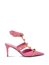 Valentino Garavani Roman Stud Ankle-cuff Leather Pumps In Flamingo Pink