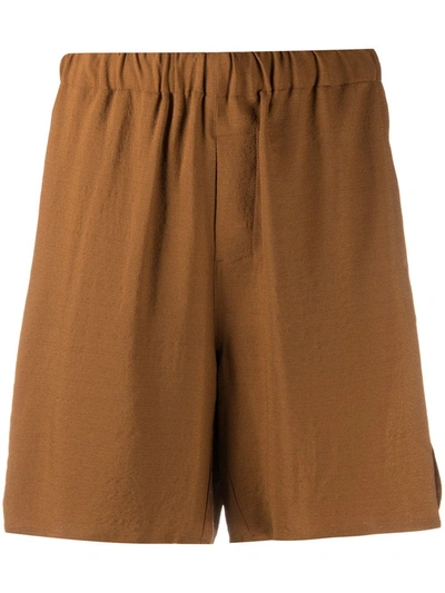 Ami Alexandre Mattiussi High-waisted Knee-length Shorts In Brown