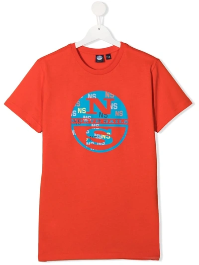 North Sails Teen Logo-print Short-sleeved T-shirt In Red