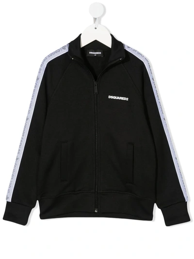 Dsquared2 Teen Logo-trim Track Jacket In Black