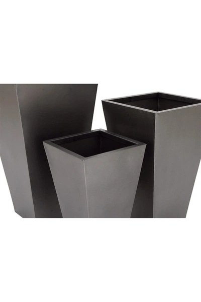 Willow Row Grey Metal Tapered Square Contemporary Planter