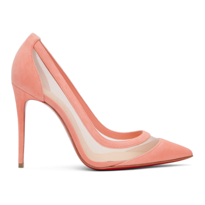 Christian Louboutin Galativi 100 Suede-trimmed Mesh Pumps In Pink