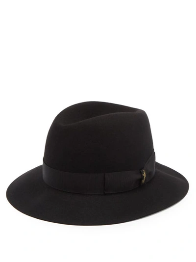 Borsalino Ribbon-trimmed Fedora Hat In Grey