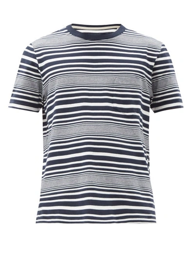 Albam Harrison Striped Cotton-jersey T-shirt In White