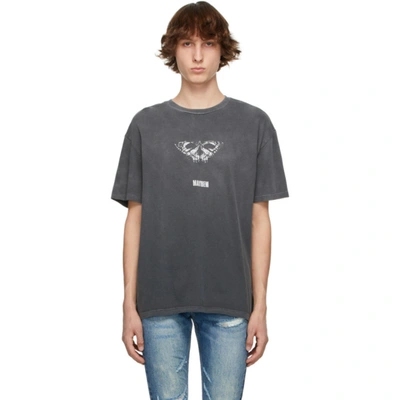 Ksubi Mayhem Butterfly-print Garment-dyed Cotton T-shirt In Grey