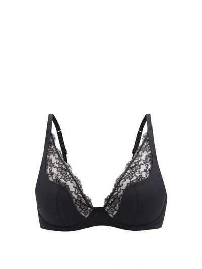 Agent Provocateur Brigette Leavers Lace-trimmed Stretch-jersey Underwired Bra In Black