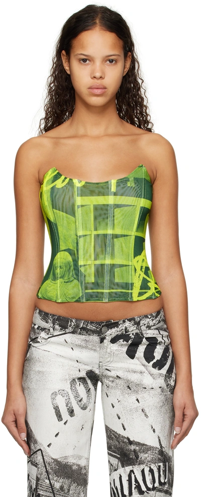 Miaou Leia Corset In Green Stone Print