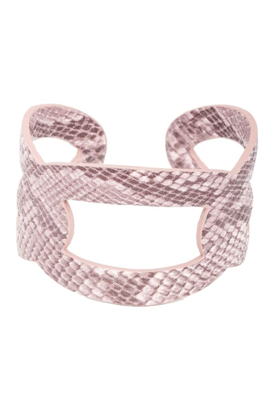 Saachi Ogee Snakeskin Embossed Cuff Bracelet In Pink