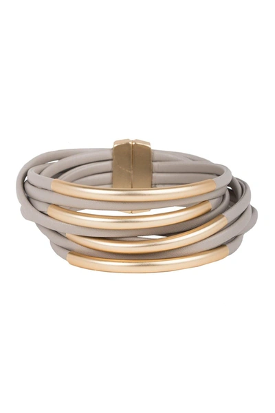 Saachi On The Rail Bar Layered Wrap Bracelet In Taupe