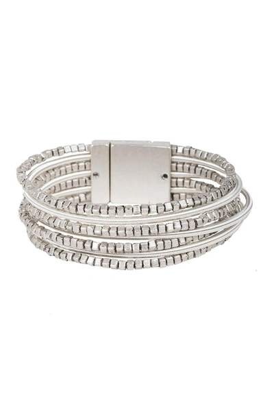 Saachi Scarlett Beaded Layered Wrap Bracelet In Silver