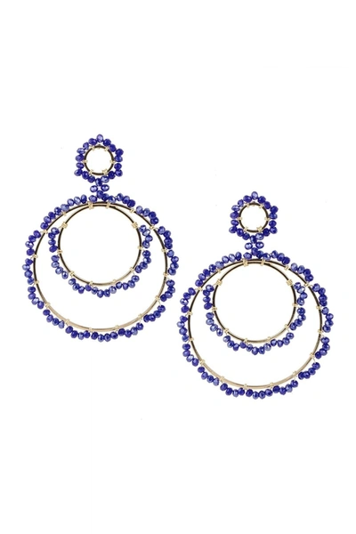 Saachi Paradise Beaded Double Hoop Drop Earrings In Blue