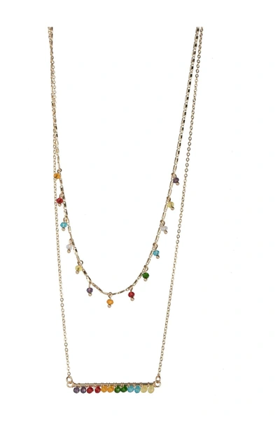 Saachi Rainbow Bright Beaded Double Strand Pendant Necklace In Multi