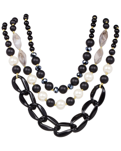 Saachi Betty Beaded Multi Strand Necklace In Black