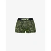 Nike Mens Blck/volt Logo Print Essential Graphic-print Stretch-jersey Trunks S In Black/volt Logo Print