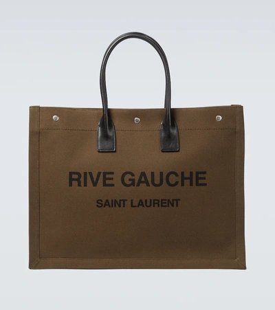 Saint Laurent Rive Gauche Canvas Tote Bag In Multicolour