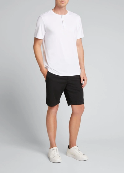 Theory Essential Striped Short Sleeve Henley - 100% Exclusive In White